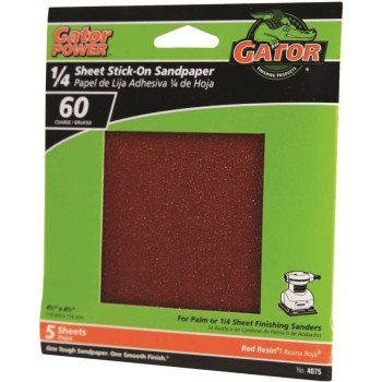 Gator 4075 Sanding Sheet, 4-1/2 in L, 4-1/2 in W, Coarse, 60 Grit, Aluminum Oxide Abrasive