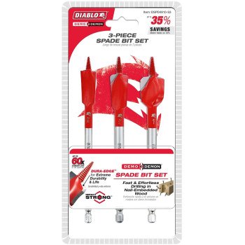 Diablo Demo Demon DSPD4910-S3 Spade Bit Set, 3-Piece, HSS