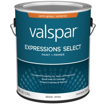 Valspar Expressions Select 4600 028.0046000.007 Latex Paint, Acrylic Base, Semi-Gloss Sheen, White Base, 1 gal