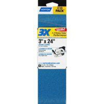 Norton 49270 Sanding Belt, 3 in W, 24 in L, 80 Grit, Medium, Zirconia Aluminum Abrasive