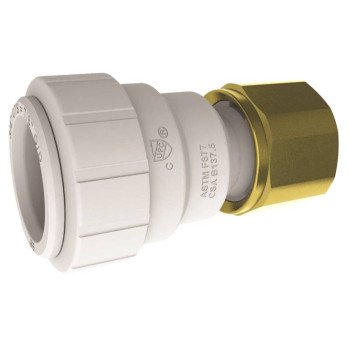 John Guest PSEI452826P Pipe Connector, 3/4 in, CTS x NPT, Polysulfide, 160 psi Pressure