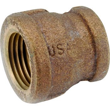 Anderson Metals 738119-0806 Reducing Pipe Coupling, 1/2 x 3/8 in, FIPT, Brass, 200 psi Pressure