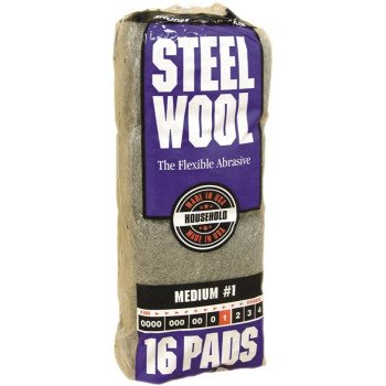 Homax 106604-06 Steel Wool, #1 Grit, Medium, Gray