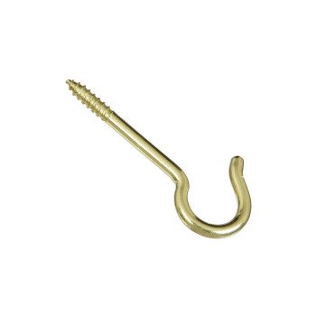 National Hardware V2041 N192-286 Ceiling Hook, 20 lb Working Load, #8, Brass