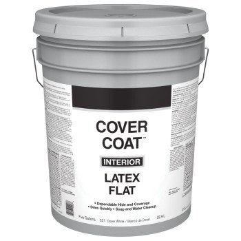 Valspar Armor 255 Series 044.0000257.008 Interior Paint, Flat Sheen, Dover White, 5 gal, Pail, 400 sq-ft Coverage Area