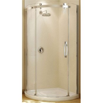 Maax Olympia Series 105960-R-000-001 Shower Kit, 36 in L, 36 in W, 78 in H, Acrylic, Chrome, Round, 8 mm Glass