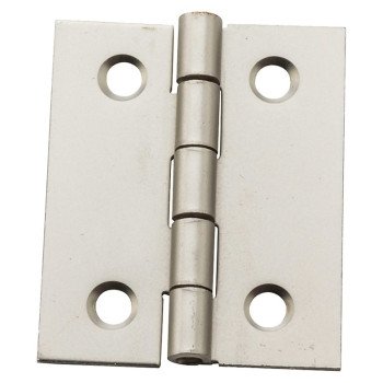 National Hardware N211-014 Decorative Broad Hinge, 1-1/2 in H Door Leaf, 1/32 in Thick Door Leaf, Steel, Satin Nickel