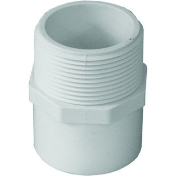 Genova 300 Series 30454 Reducing Pipe Adapter, 1-1/2 x 1-1/4 in, Slip x MIP, PVC, White, SCH 40 Schedule