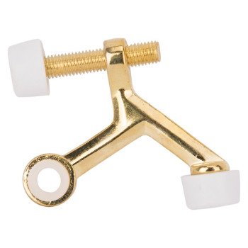 ProSource H20-B020-PS Light-Duty Hinge Pin Door Stop, 2-1/4 in Projection, Die-Cast Zinc & Plastic, Brass