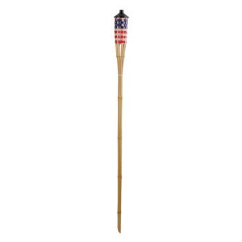 Seasonal Trends Y2570 Stars and Stripes Bamboo Torch, 3.54 in H, Bamboo, Fiberglass, and Metal, Red, White, Blue