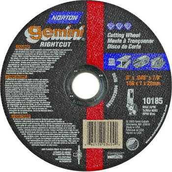 Norton 66252823604 Cut-Off Wheel, 6 in Dia, 0.045 in Thick, 7/8 in Arbor, 36 Grit, Coarse, Aluminum Oxide Abrasive