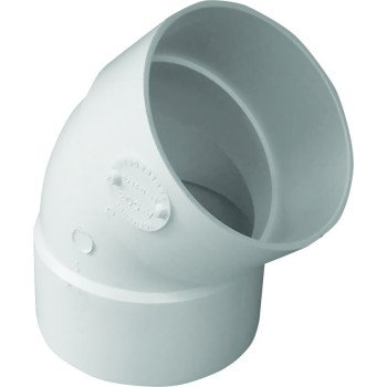 Canplas 414186BC Pipe Elbow, 6 in, Hub, 45 deg Angle, PVC, White