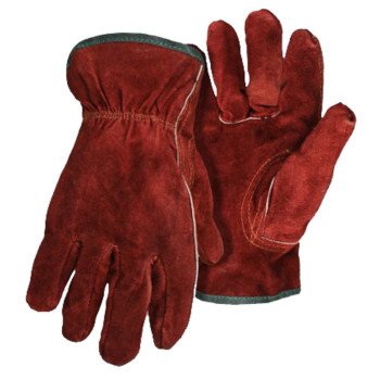 Boss 4175M Gloves, M, Keystone Thumb, Open, Shirred Elastic Back Cuff, Split Cowhide Leather Palm