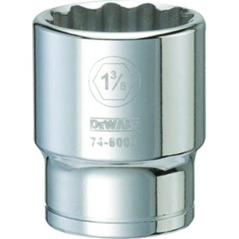 DEWALT DWMT74600OSP Drive Socket, 1-3/8 in Socket, 3/4 in Drive, 12-Point, Vanadium Steel, Polished Chrome