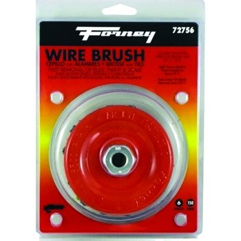 Forney 72756 Wire Cup Brush, 6 in Dia, 5/8-11 Arbor/Shank, 0.02 in Dia Bristle, Carbon Steel Bristle