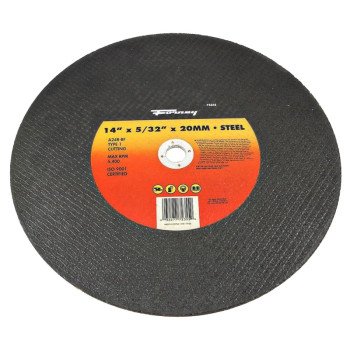 Forney 72355 Cut-Off Wheel, 14 in Dia, 5/32 in Thick, 20 mm Arbor, Aluminum Oxide/Metal Abrasive