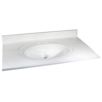 Foremost WW-2249 Vanity Top, 49 in OAL, 22 in OAW, Marble, White, Countertop Edge