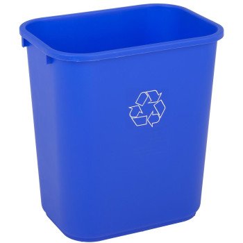 Continental Commercial 2818-1 Recycling Waste Basket, 28.125 qt, Plastic, Blue