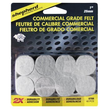 Shepherd Hardware 6708 Protective Pad, Felt, Beige, 1 in Dia, Round, 48/PK