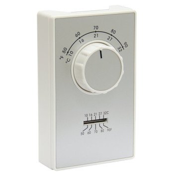 TPI ET9 ET9STS Line Voltage Thermostat, 20/277 VAC, 22 A, 2 deg F Differential, 50 to 90 deg F Control, White