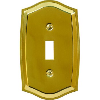 Amerelle 76TBR Wallplate, 5-1/8 in L, 3 in W, 1 -Gang, Brass, Polished Brass