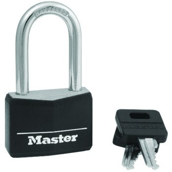 Master Lock 141DLF Padlock, Keyed Different Key, Large Shackle, 1/4 in Dia Shackle, 1-1/2 in H Shackle, Steel Shackle