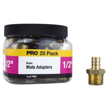 Apollo APXMA1225JR Pipe Adapter, 1/2 in, Barb x MPT, Brass, 200 psi Pressure