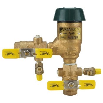 Apollo Valves 4A504A2F Pressure Vacuum Breaker, 3/4 in Connection, 150 psi Max Pressure, Brass