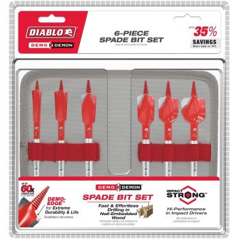 Diablo Demo Demon DSPD4920-S6 Spade Bit Set, 6-Piece, HSS