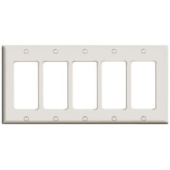 Leviton 80423-W Switch Wallplate, 4-1/2 in L, 2-3/4 in W, 5-Gang, White