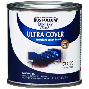 Rust-Oleum 1922730 Enamel Paint, Water, Gloss, Navy Blue, 0.5 pt, Can, 120 sq-ft Coverage Area