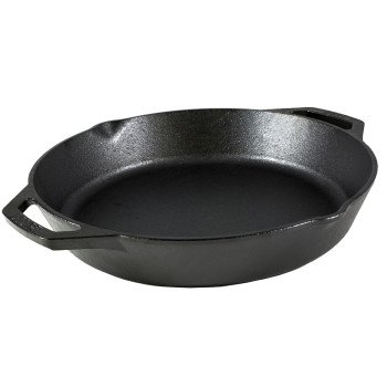 Lodge L10SKL Pan, 12 in Dia, Cast Iron, Black, Seasoned, Dual Handle