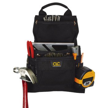 CLC Tool Works Series 5833 Nail/Tool Bag, 5 in W, 15.2 in H, 9-Pocket, Polyester, Black