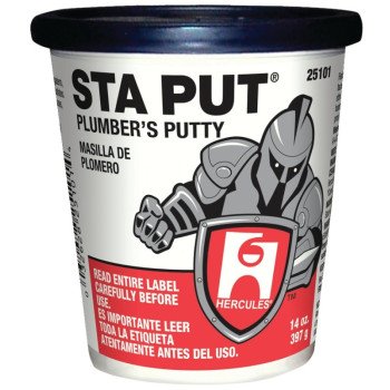 Hercules Sta Put Series 25101 Plumbers Putty, Solid, Off-White, 14 oz