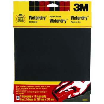 3M 9085 Sandpaper, 11 in L, 9 in W, 400 Grit, Super Fine, Silicone Carbide Abrasive