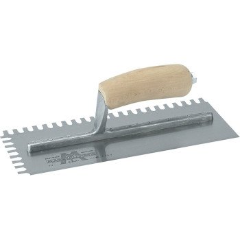 Marshalltown 704S Trowel, 3/32 in W x 3/32 in D Notch, 11 in L, 4-1/2 in W, U Notch, Curved Handle