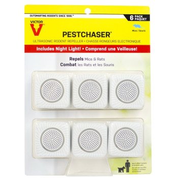 Victor PestChaser M756K Rodent Repellent, Plug-In, 1.69 in L, Repels: Mice, Rats, 6/PK