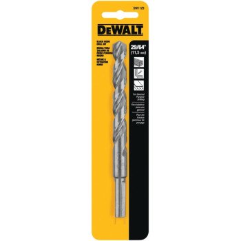 DEWALT DW1129 Jobber Drill Bit, 29/64 in Dia, 5-3/4 in OAL, Parabolic Flute, 29/64 in Dia Shank, Round Shank