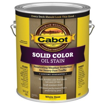 Cabot 140.0001601.007 Solid Stain, Opaque, White, Liquid, 1 gal