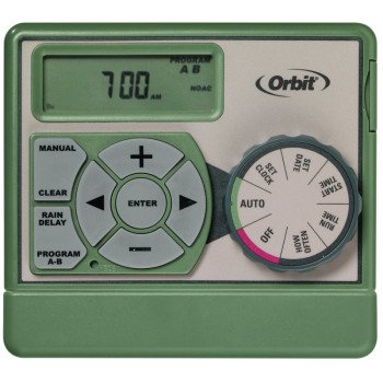 Orbit 57594 Indoor Easy Dial Timer, 120 V, 4 -Zone, 99 min Cycle, LCD Display, Green