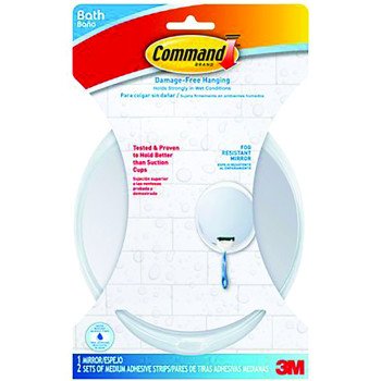 Command BATH15-ES Fog-Resistant Mirror, Oval, 7-1/8 in W, 6-3/8 in H, Plastic Frame