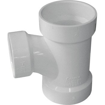 Canplas 192128L Sanitary Pipe Tee, 2 x 1-1/2 x 1-1/2 in, Hub, PVC, White