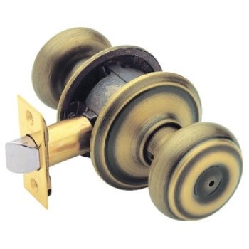 Schlage Georgian Series F40VGEO609 Privacy Lockset, Round Design, Knob Handle, Antique Brass, Metal, Interior Locking