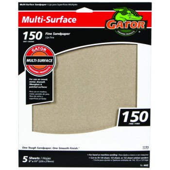 Gator 4442 Sanding Sheet, 11 in L, 9 in W, 150 Grit, Fine, Aluminum Oxide Abrasive