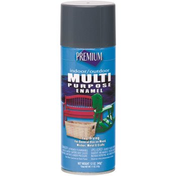 Premium MP1012 Enamel Spray Paint, Gloss, Battleship Gray, 12 oz, Can