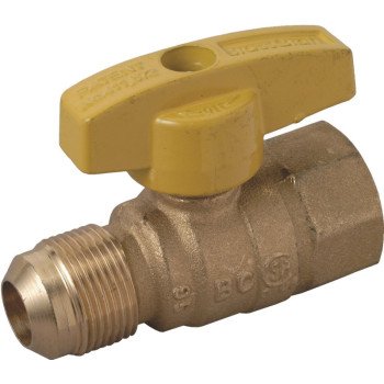 BrassCraft PSSC-60 Gas Ball Valve, 5/8 x 3/4 in Connection, Flared x FIP, 5 psi Pressure, Brass Body