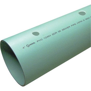 JM Eagle SDR Series 77743 Pipe, 4 in, 10 ft L, Solvent Weld, PVC, Green