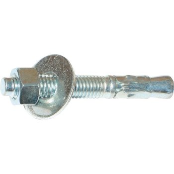 Midwest Fastener 04128 Concrete Wedge Anchor, 1/2 in Dia, 3-3/4 in L, Zinc, Zinc