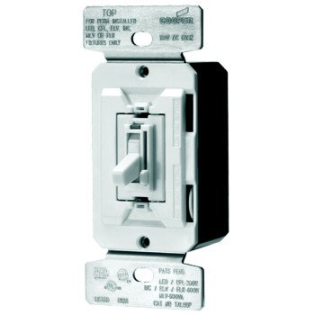 Eaton Wiring Devices AL TUL06P-C2-KB-L Toggle Dimmer, 120 V, 300 W, CFL, LED Lamp, 3-Way, White/Light Almond/Ivory