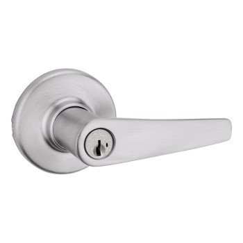 Kwikset 94050-675 Entry Door Lockset, Lever Handle, Satin Chrome, Zinc, KW1, SC1 Keyway, Residential, 3 Grade